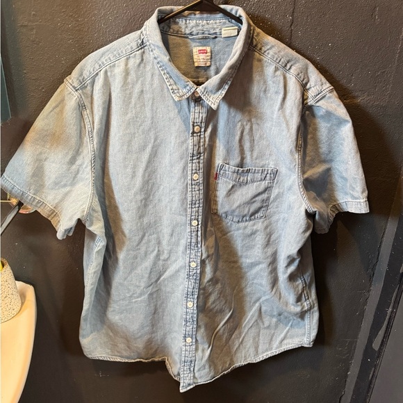 Levi's Blue Casual Button Down Shirt Short Sleeves - Picture 1 of 3